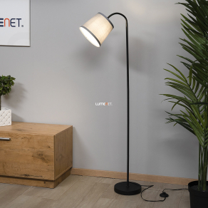   Szürke állólámpa textil ernyővel, 141 cm - Godric Rábalux 6639, zsinórkapcsoló, 1xE27 foglalattal