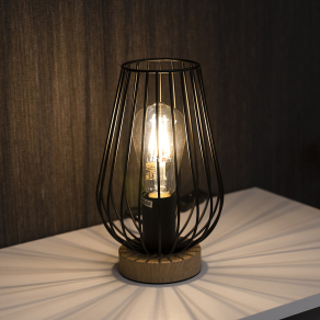   Asztali hangulatlámpa, 24 cm, fekete rácsos - Gremio Rábalux 6915, 1xE27 foglalattal