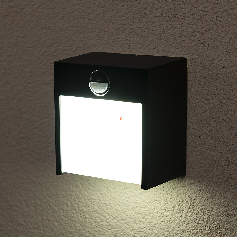 Kültéri mozgásérzékelős fali LED lámpa, matt fekete (Balimo)