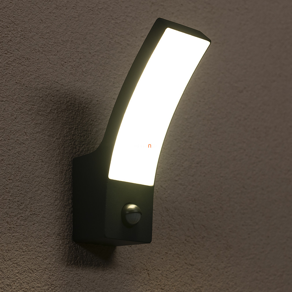 Mozgásérzékelős kültéri fali LED lámpa íves kialakítással, 29 cm (Palanga)