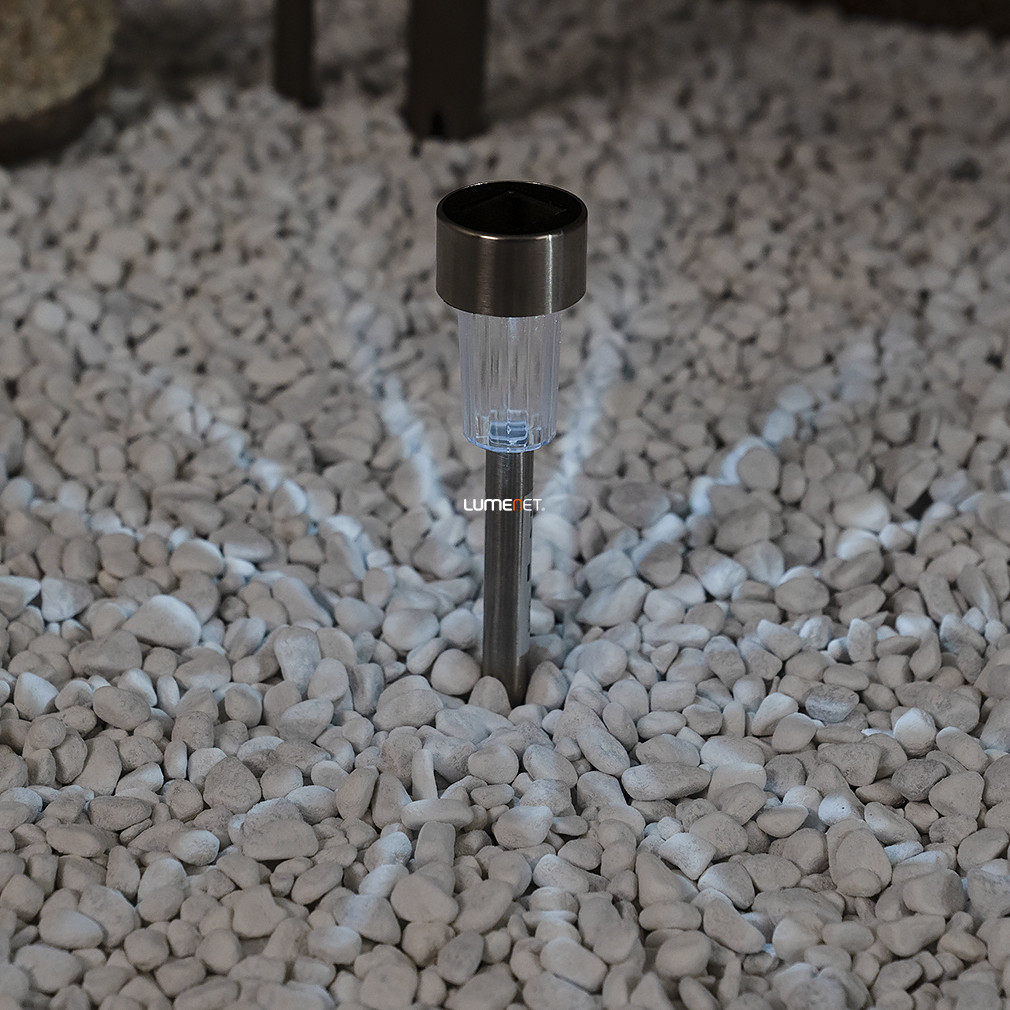 Napelemes földbe szúrható LED lámpa ezüst színben (Solar)