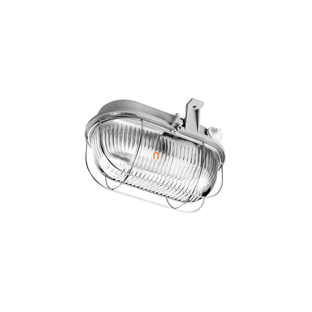 Hajólámpa E27 60W, IP44, 230V, szürke fém rácsos ovális 321185
