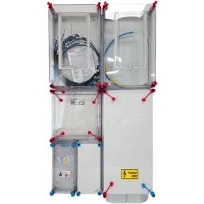   Hensel HB33KHF4D-U fogyasztásmérő szekrény, 1 vagy 3 fázisú általános és H-tarifás mérők számára, földkábeles csatlakozás, dugaljzattal