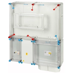   Hensel HB33K0F24D-U1 fogyasztásmérő szekrény, 1 vagy 3 fázisú általános és vezérelt mérők számára, földkábeles csatlakozás (50 mm2-ig), dugaljzattal