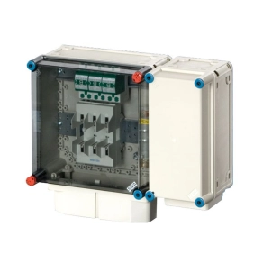   Hensel Mi-4219 S Túlfeszültség védelmi szekrény T1 típus,max.50mm2, 3db MC 50-B típusú túlfeszültség levezetővel, kábelbevezetés egy oldalról