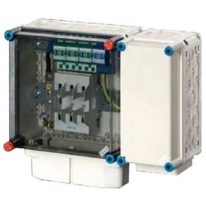   Hensel Mi-4220S Túlfeszültség védelmi szekrény T1 típus,max.50mm2, 3db OBO MC 50-B típusú túlfeszültség levezetővel, kábelbevezetés egy oldalról