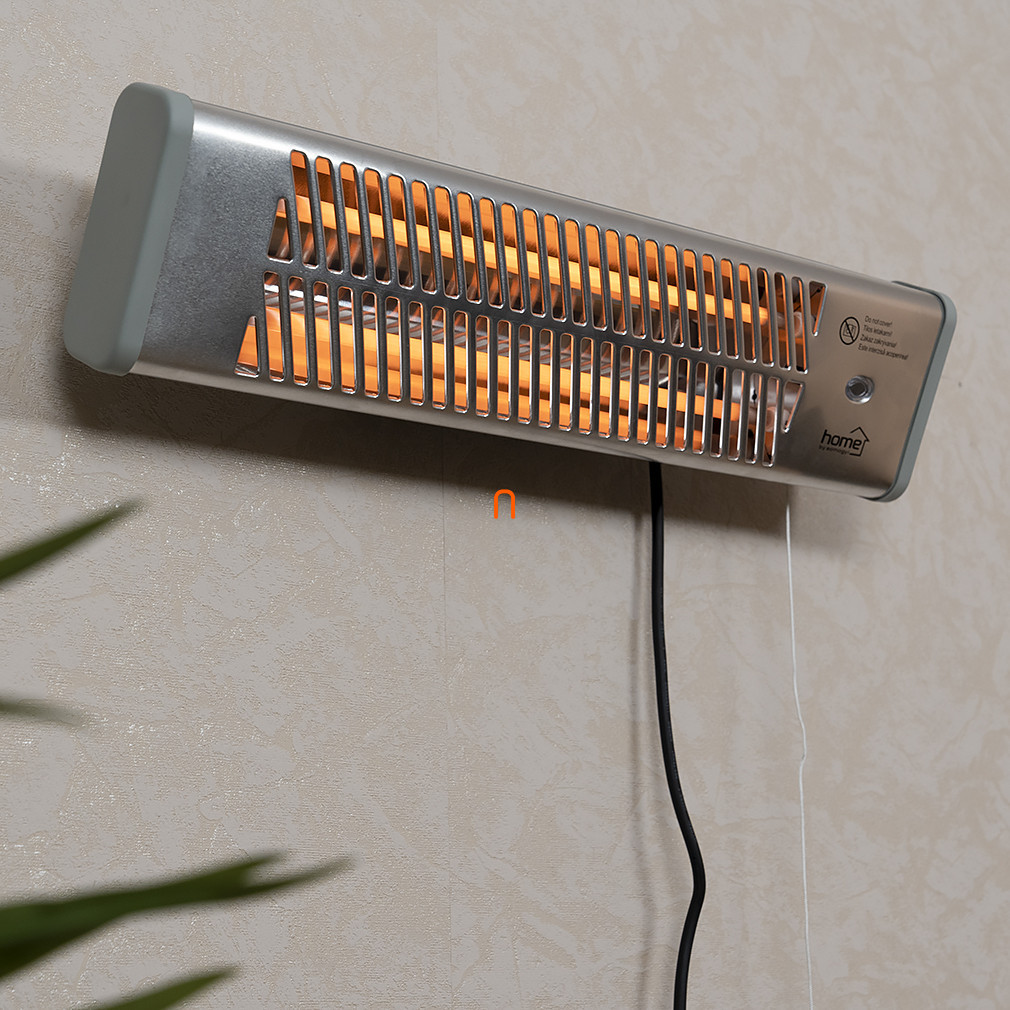 Fali kvarccsöves fürdőszobai fűtőtest, ezüst (1200W)