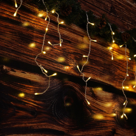   Kültéri/beltéri jégcsap fényfüggöny, melegfehér, 150 LED, hálózati adapterrel