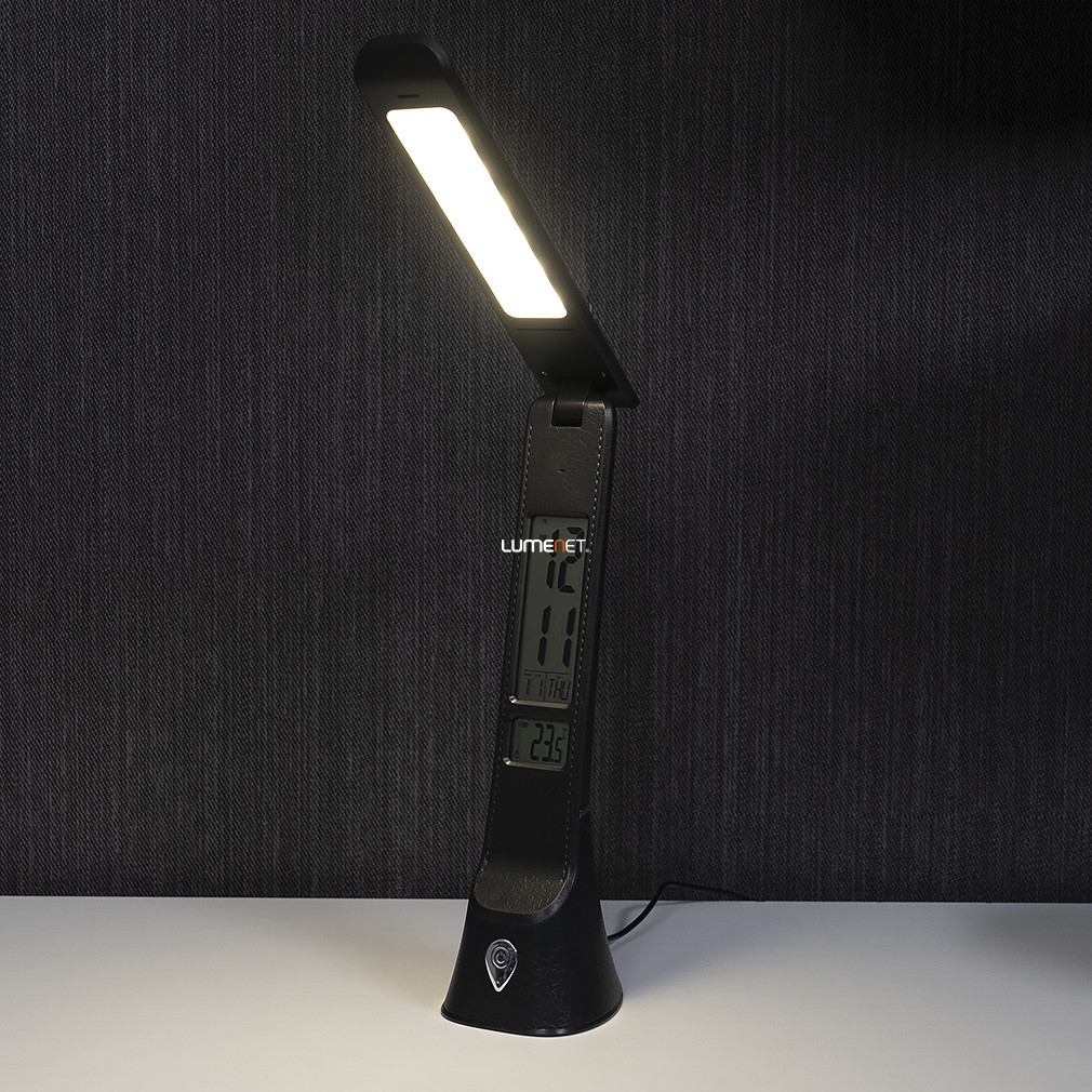 Bőrhatású asztali LED lámpa fekete színben (Hugo)