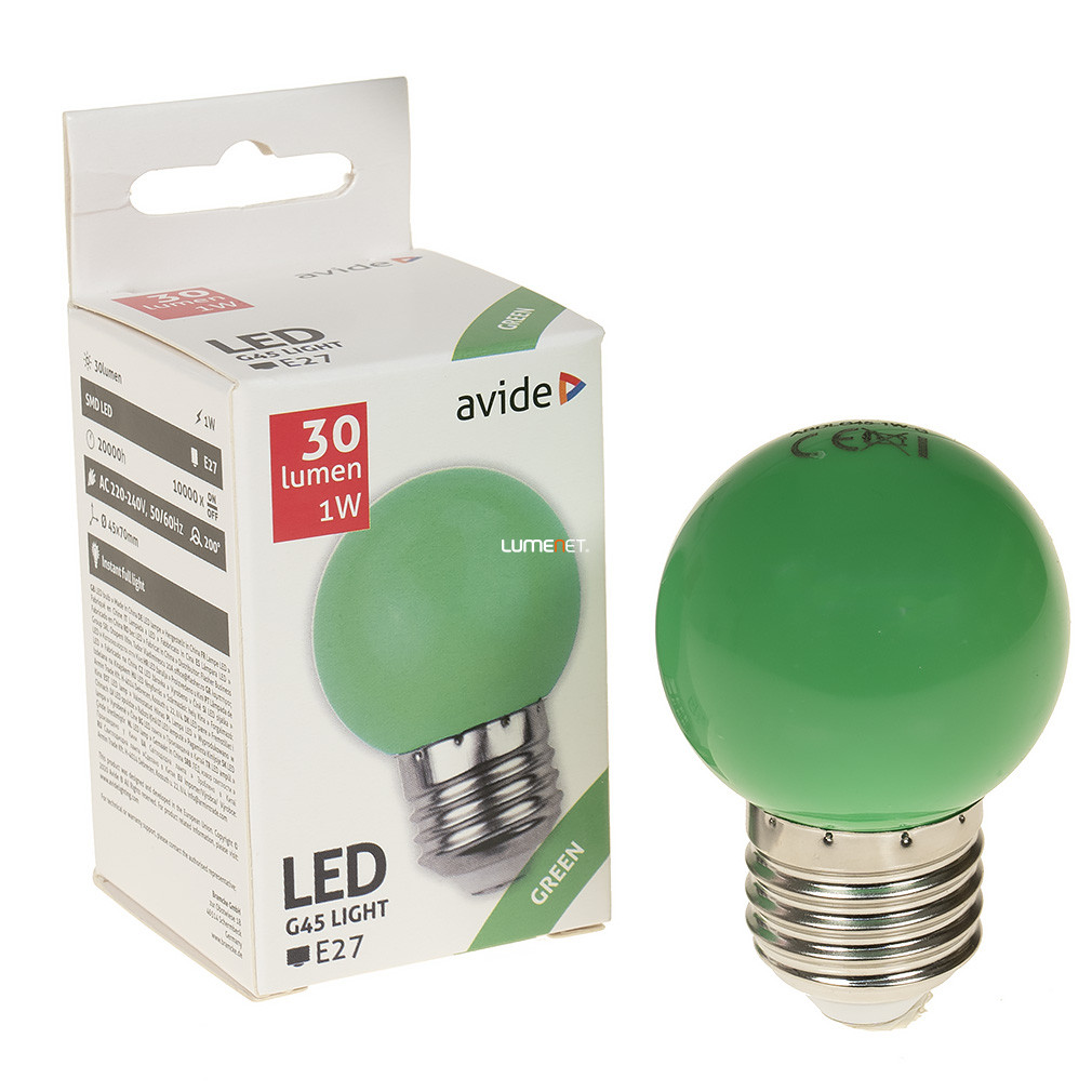 Avide E27 LED Dekor 1W 30lm zöld 200°