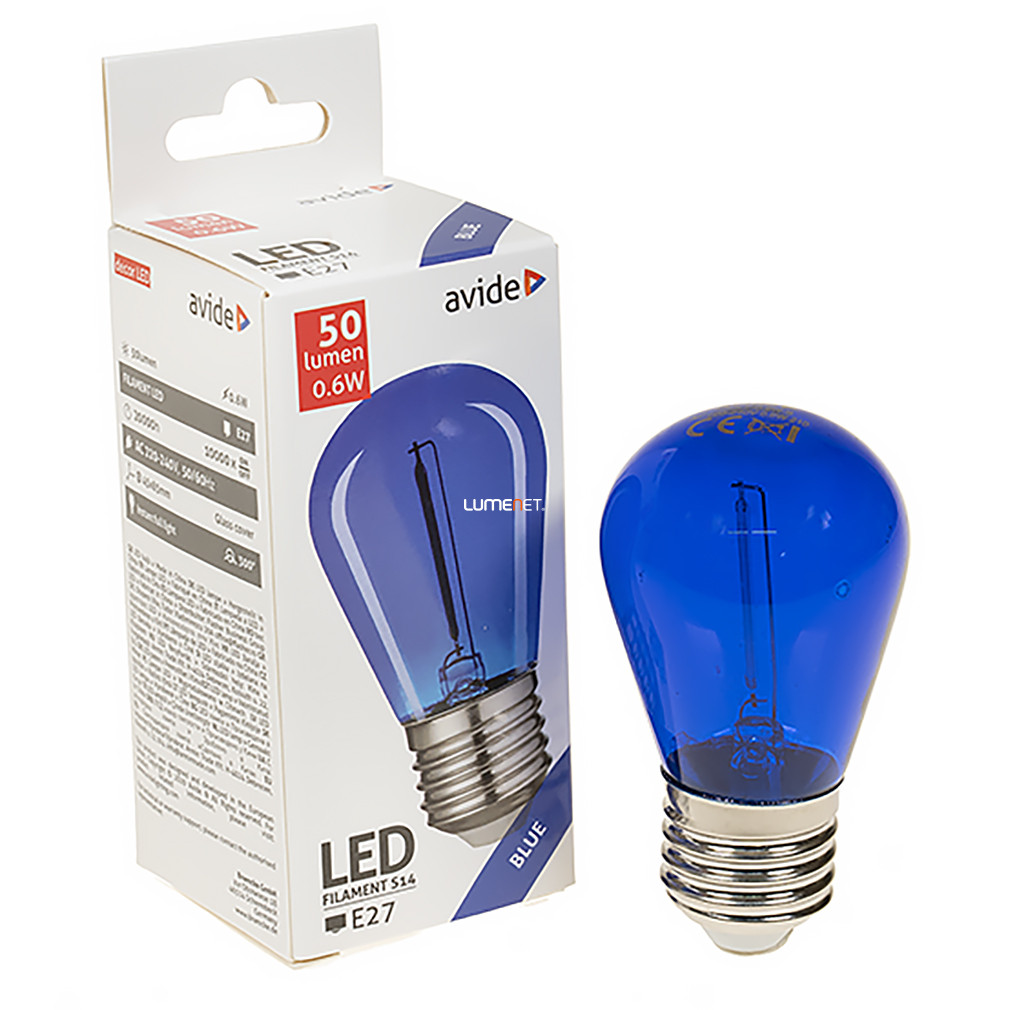 Avide E27 LED Dekor 1W 50lm kék 300° filament