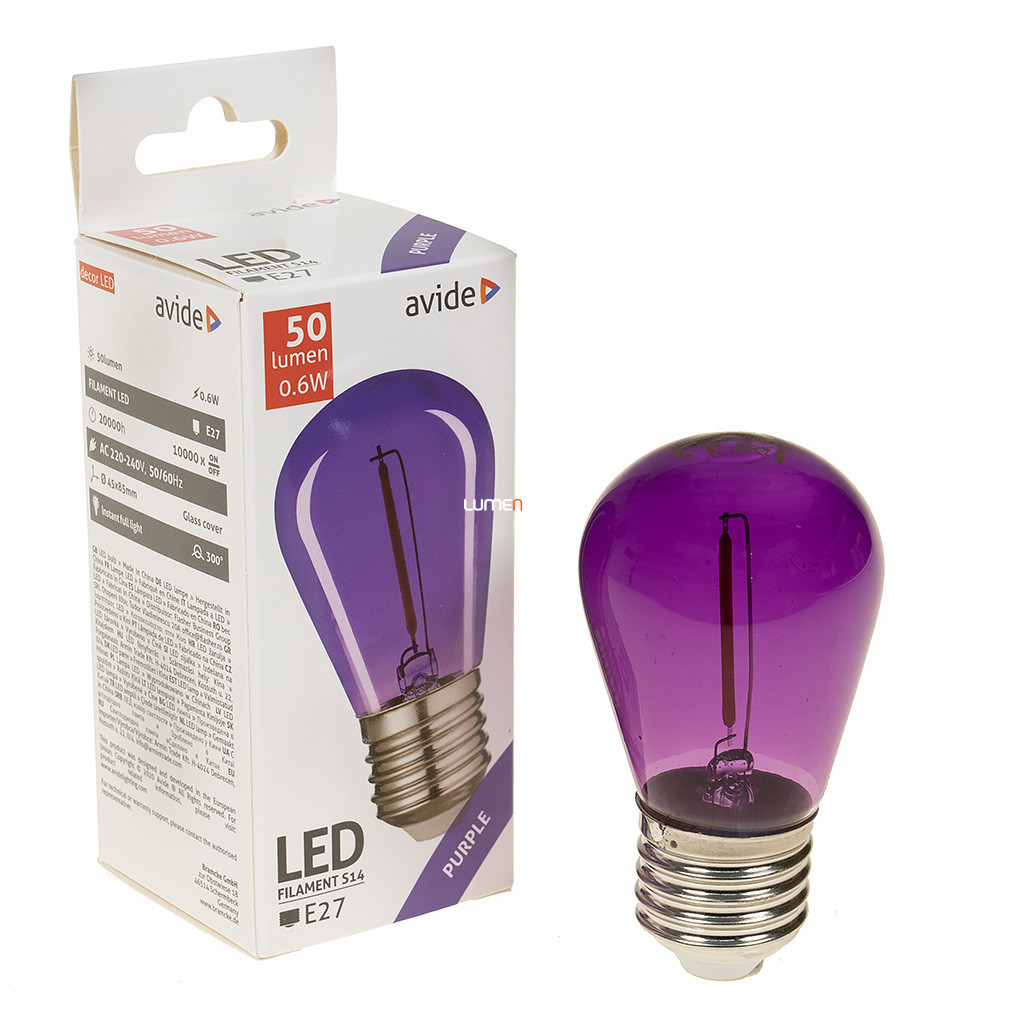 Avide E27 LED Dekor 1W 50lm lila 300° filament