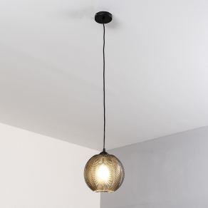   Szépséghibás Függesztett lámpa barna színben, textúrált üveg (Charlotte)