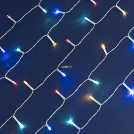   Karácsonyi kültéri LED fényfüzér 96db színes 7m, időzítővel, 3xAA, elem nélkül