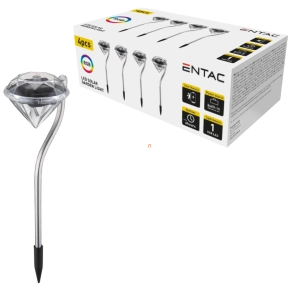   Földbe szúrható napelemes színesen világító LED kristály, 4db/csomag - Entac EGSL-SS1LCR30RGB