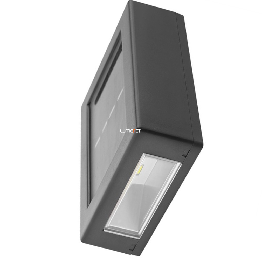 Kültéri napelemes LED fali lámpa, fekete színben