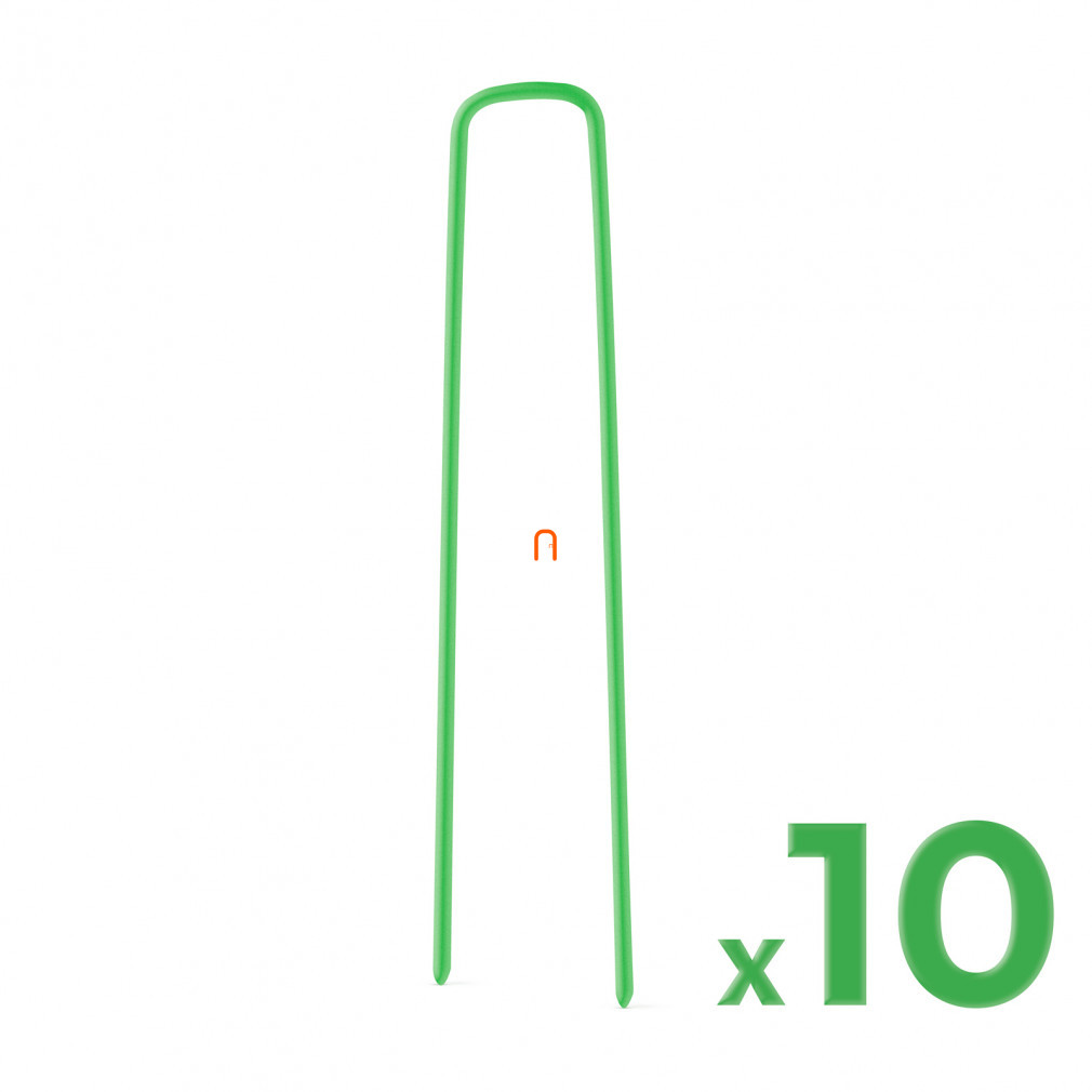 Leszúró tüske műfűhöz - fém - zöld - 3 x 15 cm - 10 db / csomag