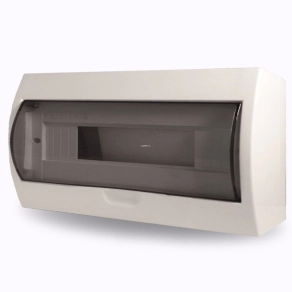   Stilo kiselosztó falonkívüli 1/18 átlátszó ajtóval IP30 PE/N sínnel - STI616