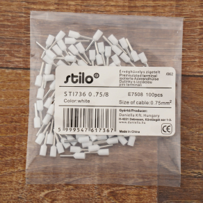 Stilo érvéghüvely szigetelt 0,75/ 8 fehér - STI736