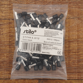 Stilo érvéghüvely szigetelt 6,0/12 fekete - STI744