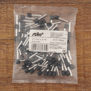 Stilo érvéghüvely szigetelt 6,0/18 fekete - STI745