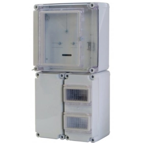   PVT EON 3030 FO 2x6 ÁK - AM PVT3030FO2x6ÁK 1fázisú fogyasztásmérő  szekrény EM ablakkal, kulcsos zárral kábelfogadó +elmenő 12modulos, alsó maszkkal