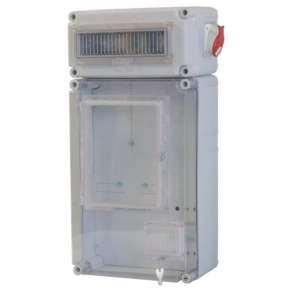   PVT EON 3045 ÁK 12 – F D - AM PVT3045ÁK12–FD 3fázisú fogyasztásmérő szekrény EM ablakkal, kulcsos zárral+kismegszakító+2x230V, alsó maszkkal