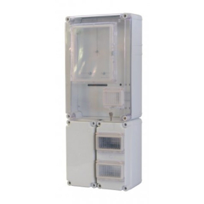   PVT EON 3045 FO 2x6 ÁK - AM PVT3045FO2x6ÁK 1-3F fogyasztásmérő EM ablakkal, kulcsos zárral, kábelfogadó+elmenő 12modul, alsó maszkkal