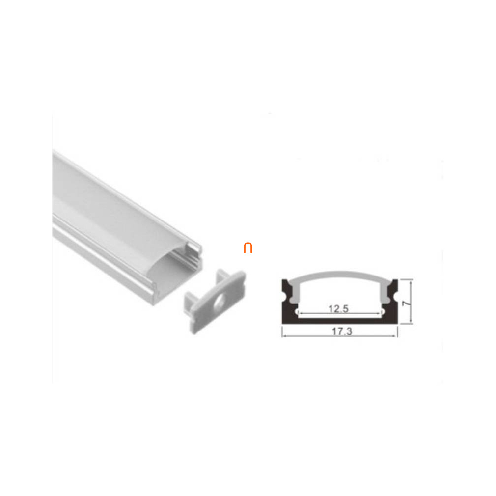 LED szalaghoz alumínium sín szett felületi 12mm belméret 1m+ átlátszó+ 2 db rögzítő CLW67611AClearLED