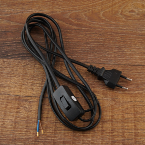   Stilo Flexo dugvillával szerelt MTL vezeték, kapcsolós 2,3fm 2x0,75mm2 fekete - STI1113