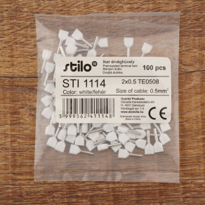 Stilo érvéghüvely iker 2* 0,5/ 8 fehér - STI1114