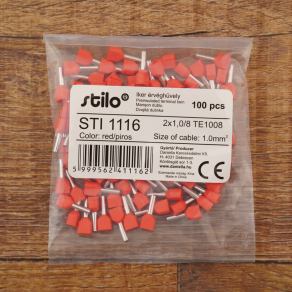 Stilo érvéghüvely iker 2* 1,0/ 8 piros - STI1116