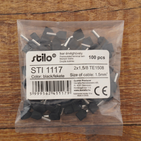 Stilo érvéghüvely iker 2* 1,5/ 8 fekete - STI1117