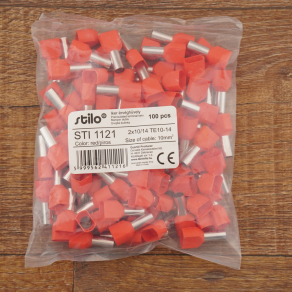 Stilo érvéghüvely iker 2*10/14 piros - STI1121
