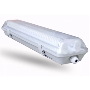   Por- és páramentes lámpatest 2x18W T8 EVG, elektronikus előtéttel, PC búrás, IP65 - deLux DEL1369