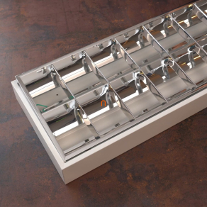   Tükrös rácsos falon kívüli LED csőhöz szerelt 2x36W lámpatest IP20 DP tükör, fényforrás nélkül  - DEL1496 deLux