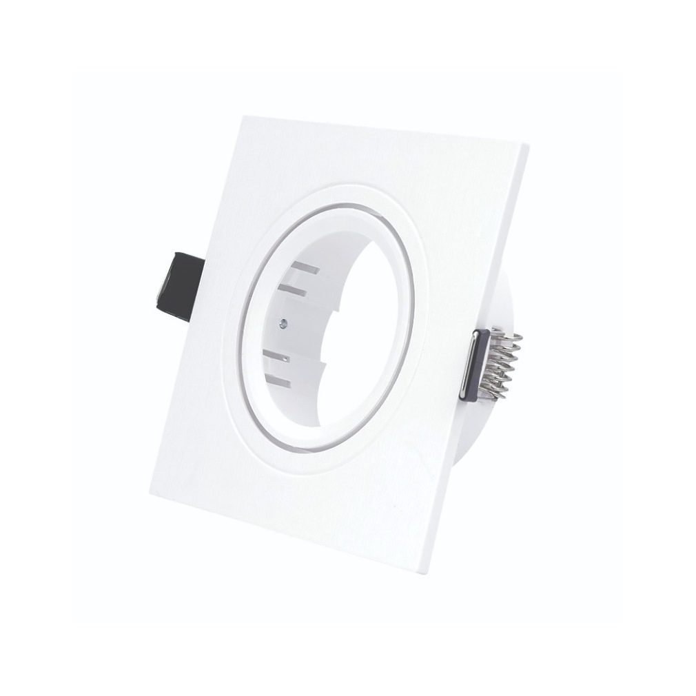 Beépíthető/süllyesztett spotlámpa műanyag, négyzetes, fehér, billenthető LED GU10/MR16 keret (DEL1562)