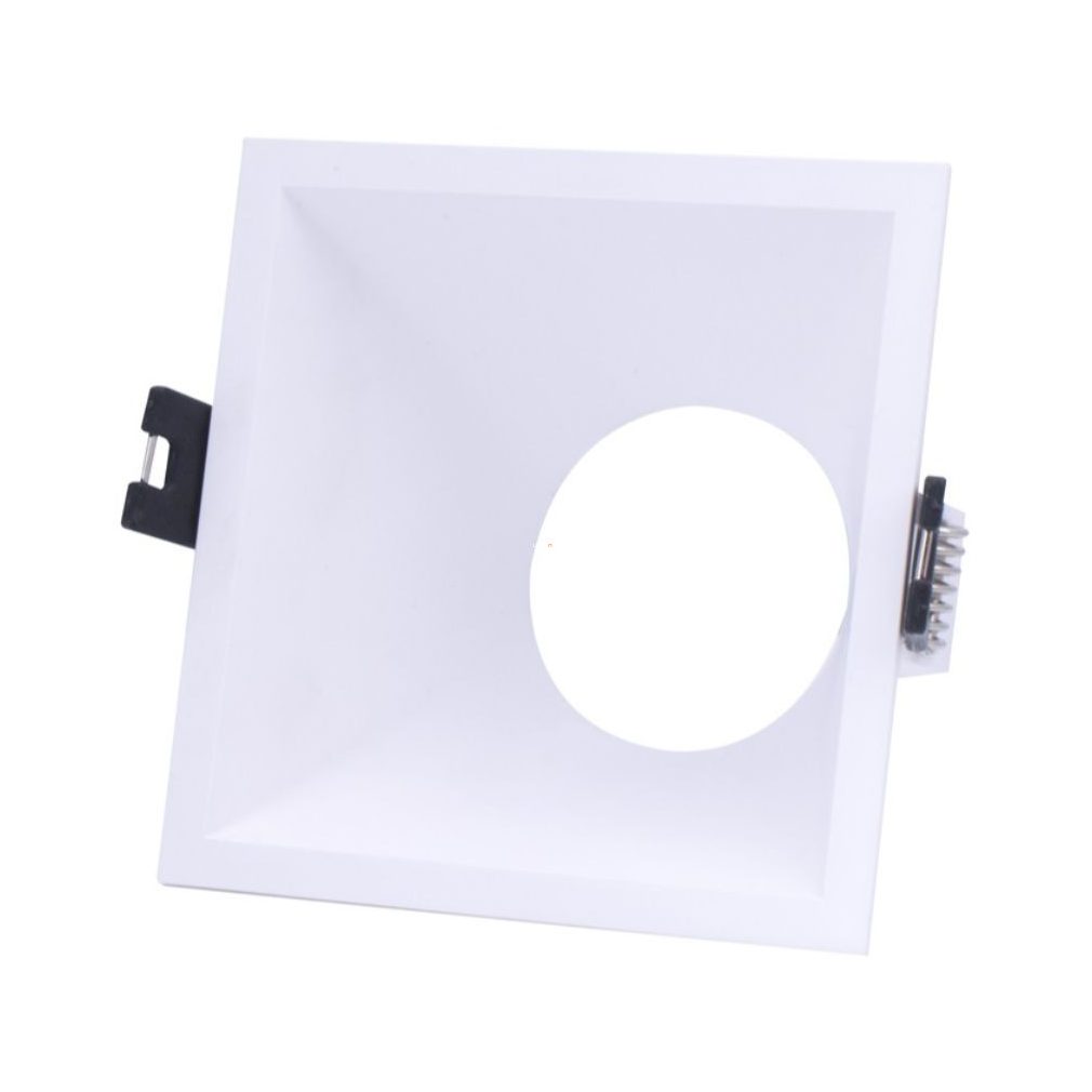 Beépíthető fix spotlámpa keret, süllyesztett, fehér, műanyag, négyzetes LED GU10/MR16 (DEL1563)