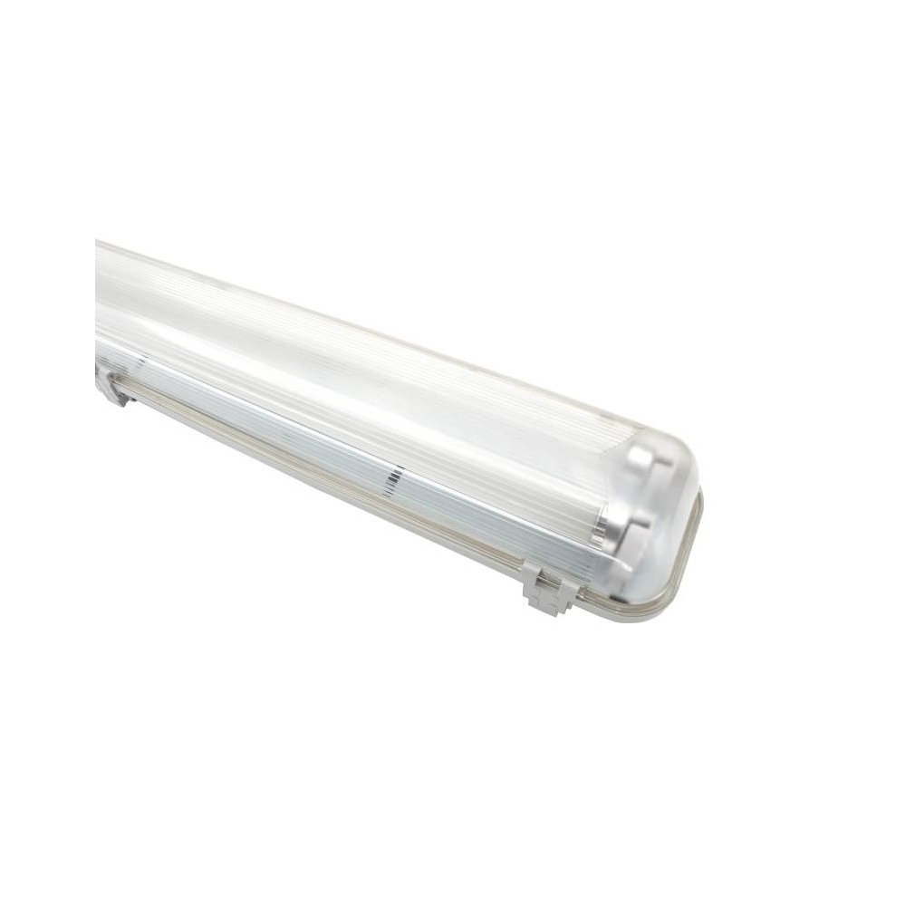 LED Por- és páramentes üres lámpatest 2x58W méret, LED csőhöz szerelve PC búra IP65 DEL1611 Delux