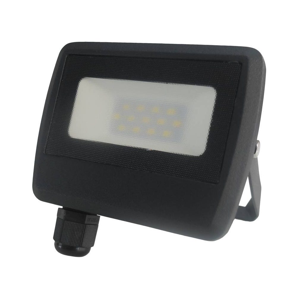 LED reflektor 10W 800lm 4000K sorkapoccsal tömszelencével IP65 120 fok SMD lapos fekete DEL1632