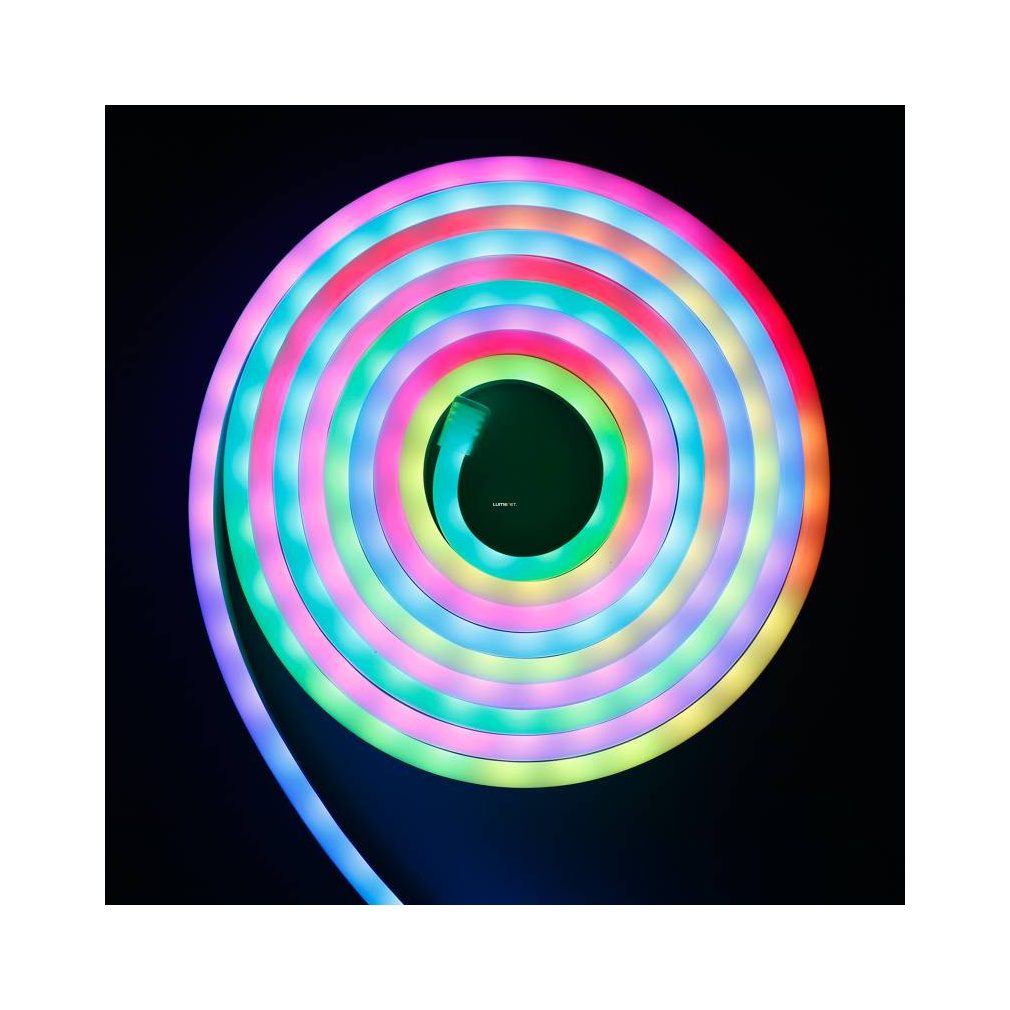 LED szalag neon flex RGB szett távirányítóval, tápegységgel, 3m, IP65,12V DC, 4,8W/m, 300lm/m, 120LED /m (DEL1636)