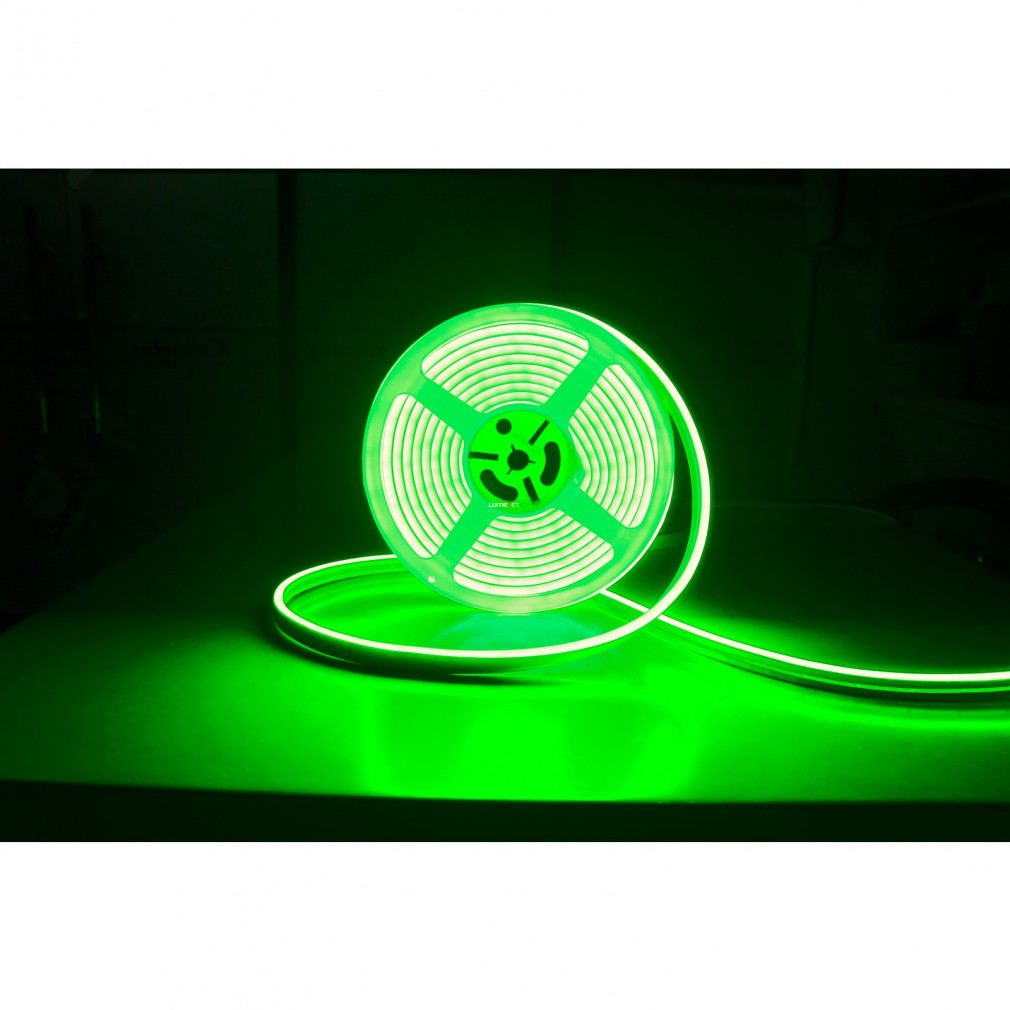 LED szalag neon flex zöld, 5m, IP65,12V DC, 6W/fm, 300lm/m, 120LED/m (DEL1641)