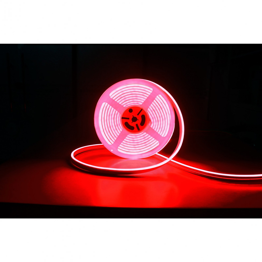 LED szalag neon flex piros, 5m, IP65,12V DC, 6W/fm, 300lm/m, 120LED/m, SMD2835 (DEL1642)