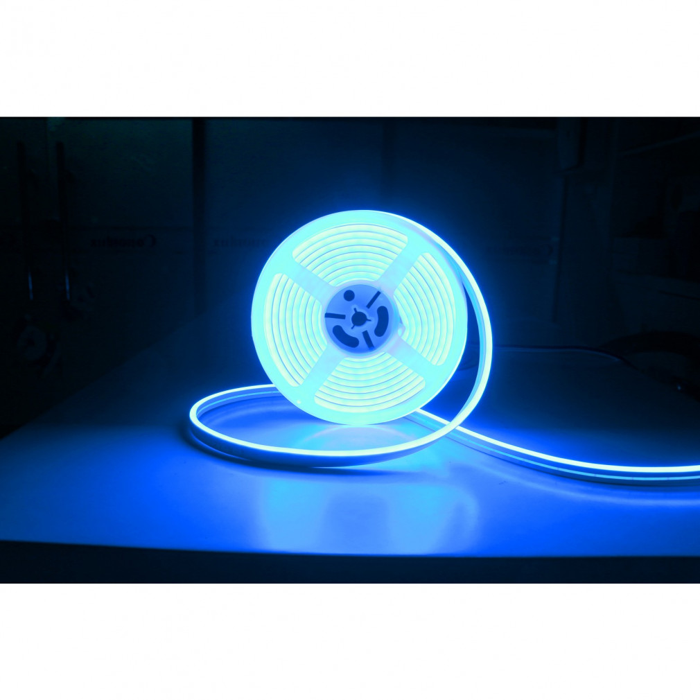 LED szalag neon flex jég kék, 5m, IP65,12V DC, 6W/fm, 300lm/m, 120LED/m, SMD2835 (DEL1646)