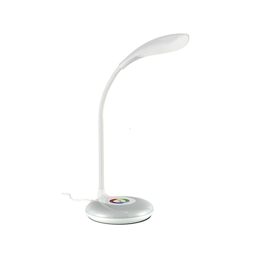 LED asztali lámpa, RGB talp, szabályozható fényerő, 3,5W, 320lm, 5000K, fehér, hálózati adapterrel, DEL1684
