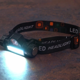   LED fejlámpa, 1200mAh akkumulátorral, koncentrált + szórt fény funkció, 80-120lm, alu levehető fejegység mágnessel, micro USB kábellel, IP54  - DEL1693 deLux