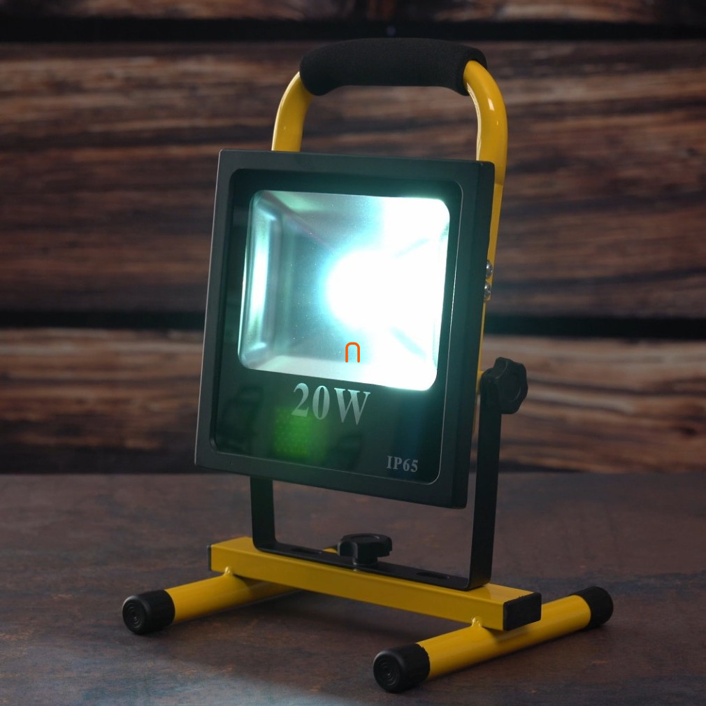 Reflektor 20W LED, hordozható SLIM 1200lm, 12VDC, IP65, 6000K, akkumulátoros - deLux DEL1710