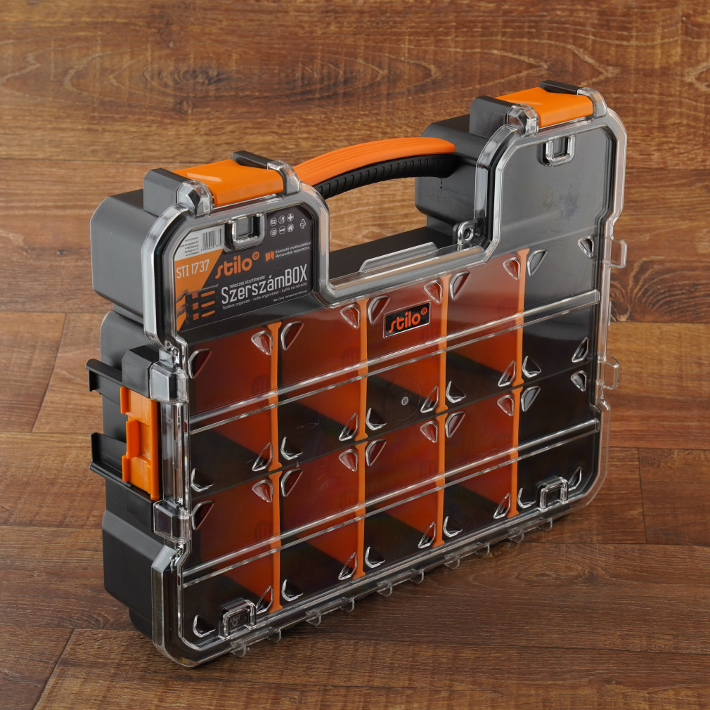 Stilo rekeszes szortimenter kivehető elválasztókkal fekete 430x350x110mm
