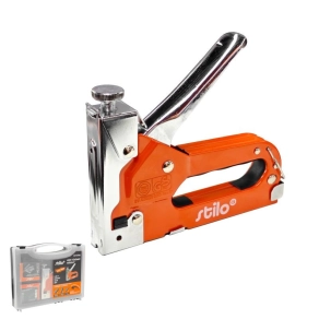   Stilo tűzőgép készlet, tartalma: 1db kézi tűzőgép, 200db szögletes tűzőkapocs, 200db U alakú tűzőkapocs, 200db T alakú tűzőkapocs STI1796 - STI1796