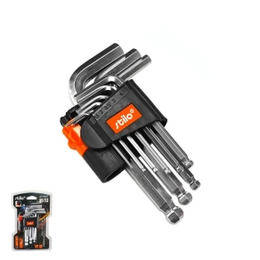   Stilo imbuszkulcs készlet rövidszárú 9 részes, gömbfejű, mágnesezett, STI1801